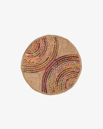 Graciela round rug made from multicolour yute and cotton, Ø 100 cm
