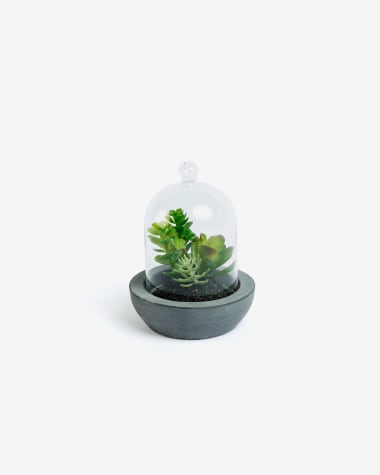 Mélanger des plantes Suculenta artificielles dans un pot en céramique et en verre