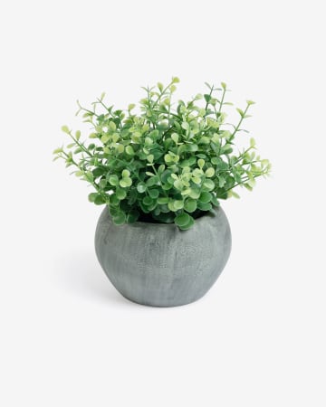 Eucaliptus artificiale in un vaso grigio