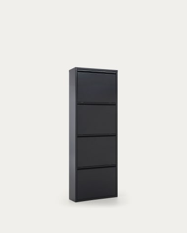 Ode schoenenkast 50 x 136 cm, 4 deuren, zwart