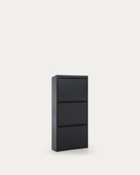 Ode shoe rack with 3 doors in black, 50 x 103 cm