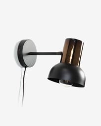 Amina wall light in metal with black and copper finish