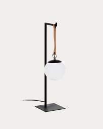 Monteiro steel and leather table lamp