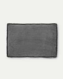 Blok kussen in grijs corduroy met brede naad, 40 x 60 cm