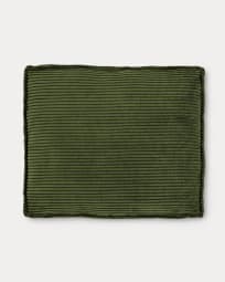 Blok kussen in groen corduroy met brede naad, 50 x 60 cm
