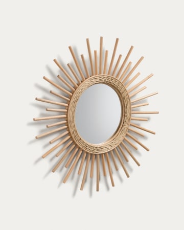 Marelli natural rattan mirror, Ø 60 cm
