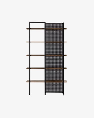 Nadyria walnut veneer and steel shelves in black finish 100 x 180 cm