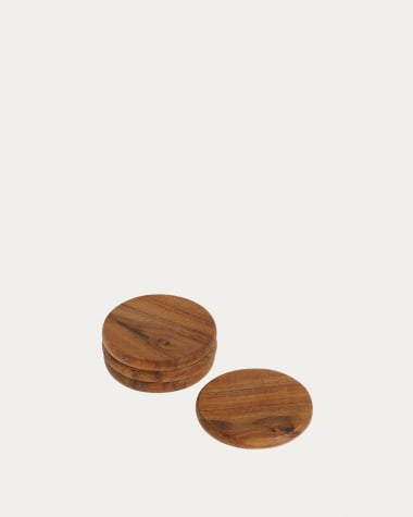 Set Yanila de 4 posavasos madera maciza acacia