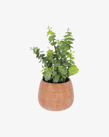 Eucalyptus artificial plant in brown pot