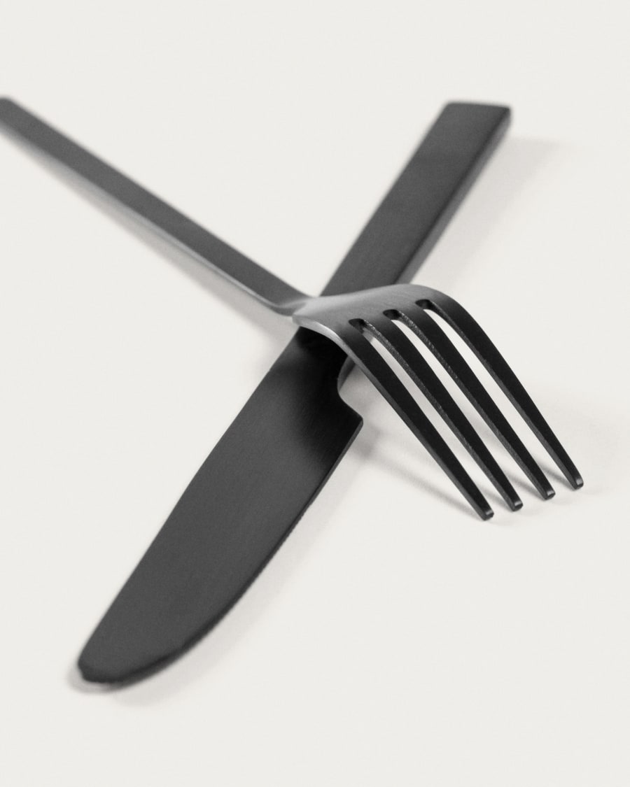 Fer 16-piece cutlery set black | Kave Home®