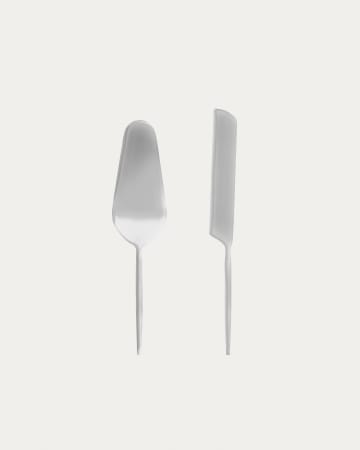 Crisps 2-piece cutlery set for cake in silver