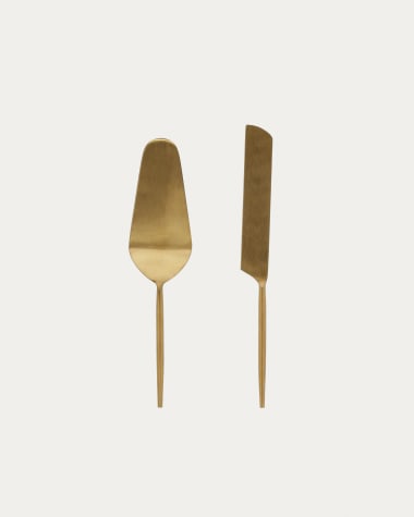 Lite 2-piece cutlery set for cake gold
