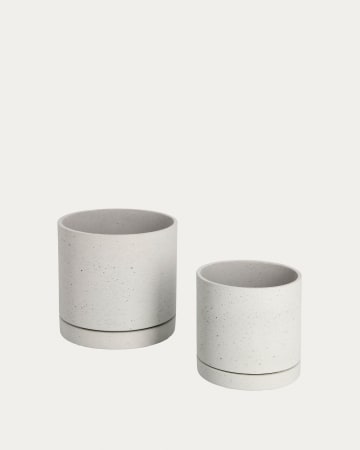 Kwanti set of 2 cement plant pots, Ø 35 cm / Ø 28 cm