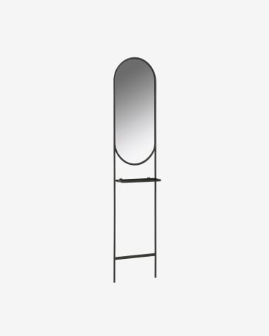 Zelma mirror in black steel, 41 x 184 cm