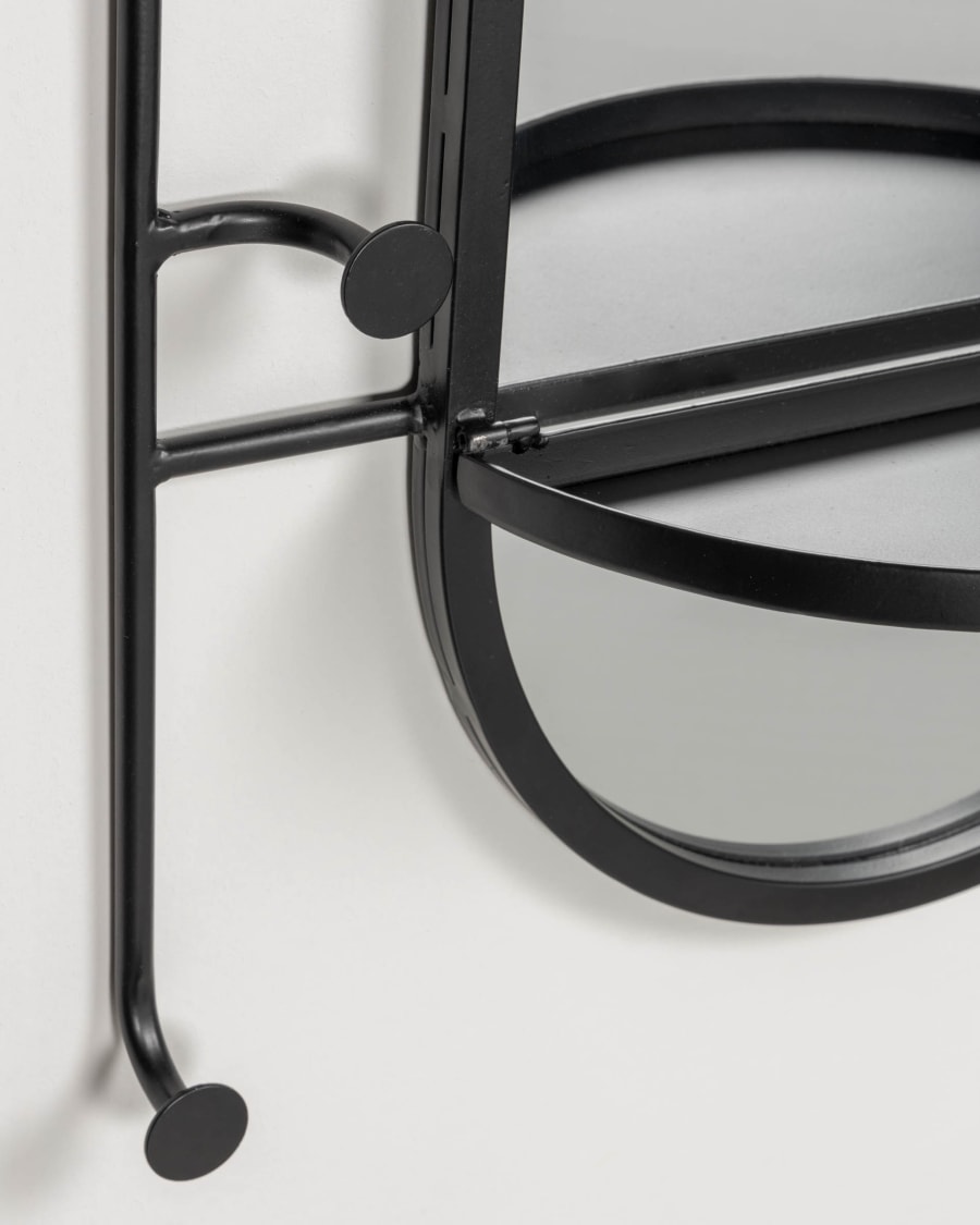 rand ga werken Oneindigheid Zada spiegel met haken in zwart staal 52 x 82 cm | Kave Home