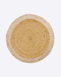 Meray yute and white wool round rug, Ø 150 cm