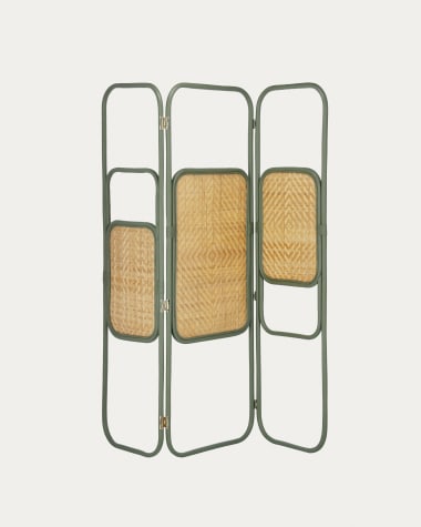 Margaret rattan screen natural and green finish 165 x 180 cm