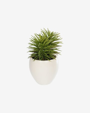 Planta artificial Pino con maceta de cerámica blanco 16 cm