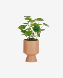 Planta artificial Bailey com vaso de cerâmica rosa 21,6 cm