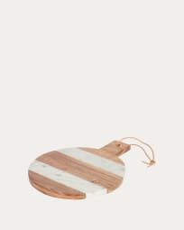 Vassoio da portata Tresa in legno di mango e marmo bianco