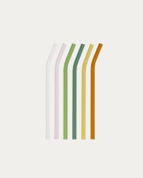 Gillia Set mit 6 wiederverwendbaren Strohhalmen aus mehrfarbigem Glas
