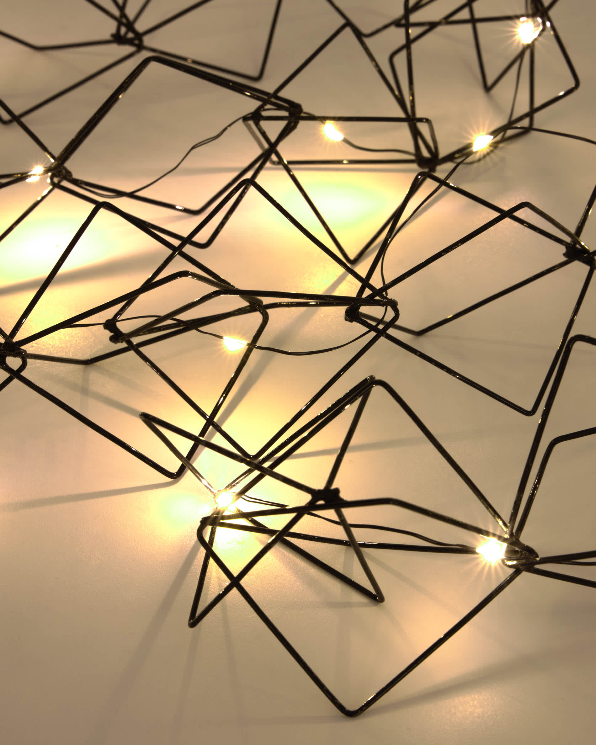 black geometric string lights