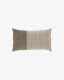 Sagira 100% cotton cushion cover with beige tassels and stripes 30 x 50 cm