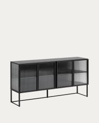 Trixie steel sideboard with 4 doors in a black painted finish, 160 x 81 cm
