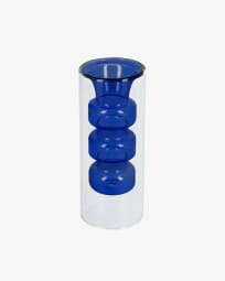Charlize blue and clear glass vase