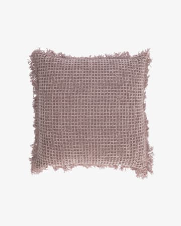 Funda de cojín Shallow 100% algodón flecos rosa 45 x 45 cm