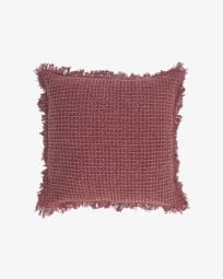 Shallow 100% cotton cushion cover maroon tassels 45 x 45 cm