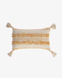 Mileia cotton cushion cover in mustard and white 30 x 50 cm