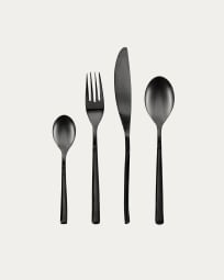 Fer square handle 16-piece black cutlery set
