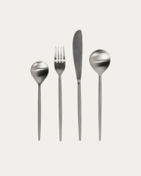 Crisps rounded handle 16-piece silvery cutlery set