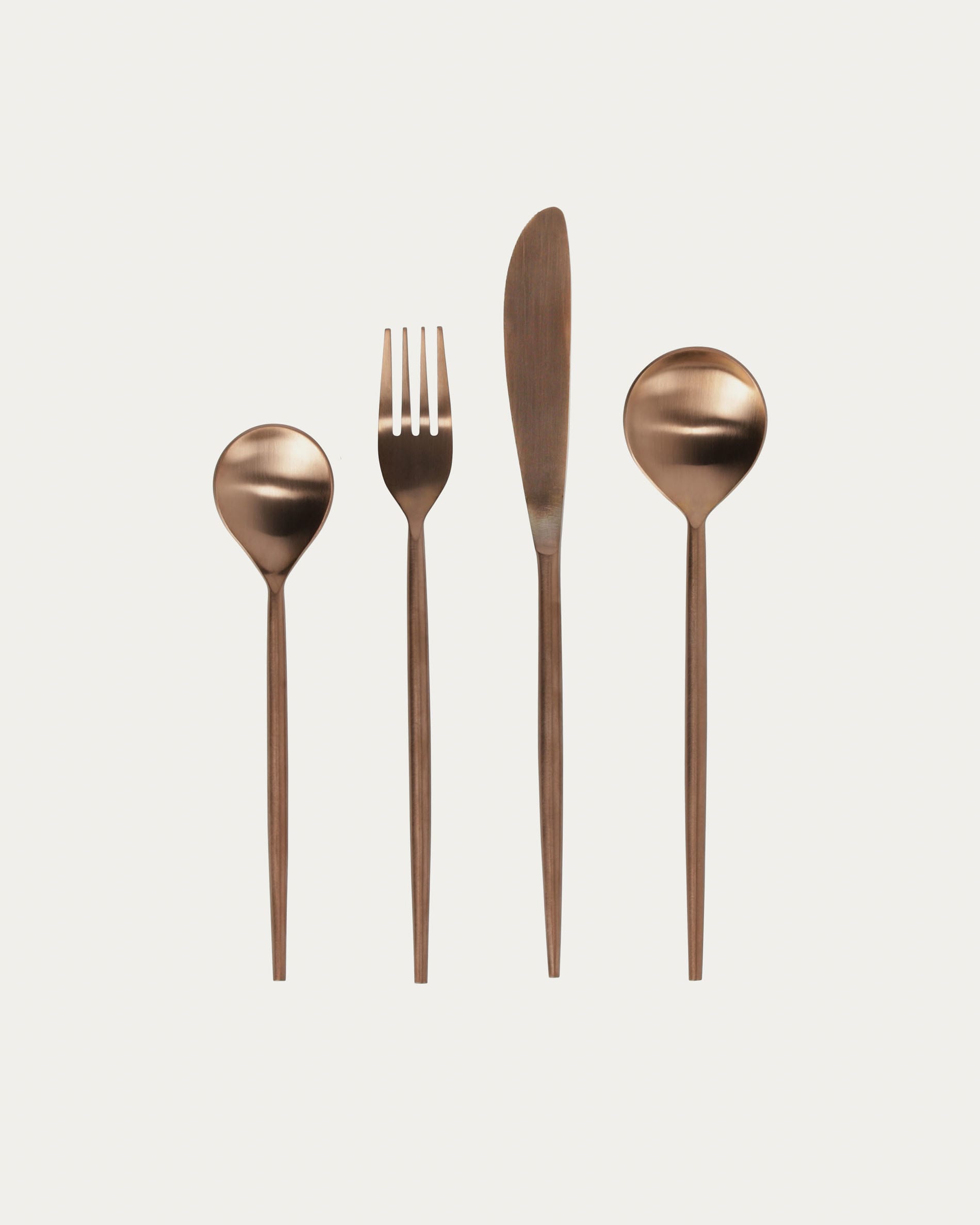 Kelda rounded handle 16-piece coppery cutlery set | Kave Home
