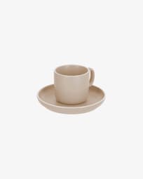 Tasse à café avec soucoupe Shun en porcelaine beige