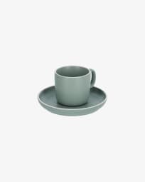 Shun coffee cup and saucer in green porcelain