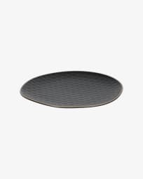 Manami flat ceramic plate in black