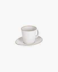 Taza de café con plato Manami de cerámica blanco