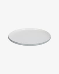 Sadashi flat porcelain plate in grey and white