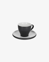 Sadashi porcelain coffee cup and saucer in black and white