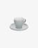 Sadashi porcelain coffee cup and saucer in white and grey