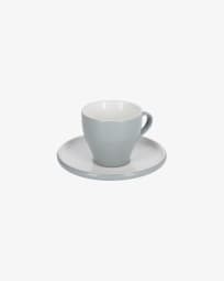 Tasse à café avec soucoupe Sadashi en porcelaine blanc et gris
