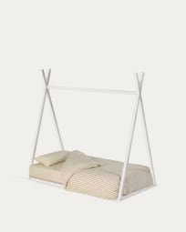 Maralis teepee bed in solid beech wood with a white finish, 70 x 140 cm