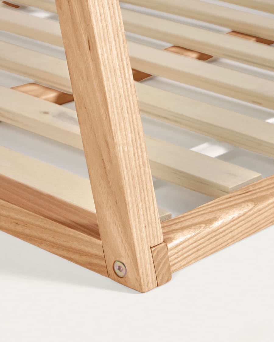 Barrera de seguridad para cama Tiphaine madera maciza haya acabado natural  y blanco 100x40cm