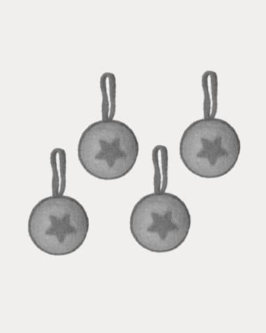 Set Ane de 4 bolas colgantes decorativas de estrella de fieltro gris