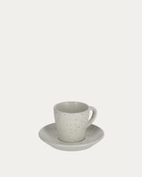 Taza de café con plato Aratani de cerámica gris claro