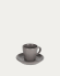 Aratani ceramic coffee cup and saucer dark grey