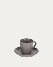 Tasse à café avec soucoupe Aratani en céramique gris foncé