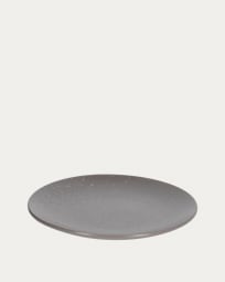 Piatto piano Aratani in ceramica grigio scuro